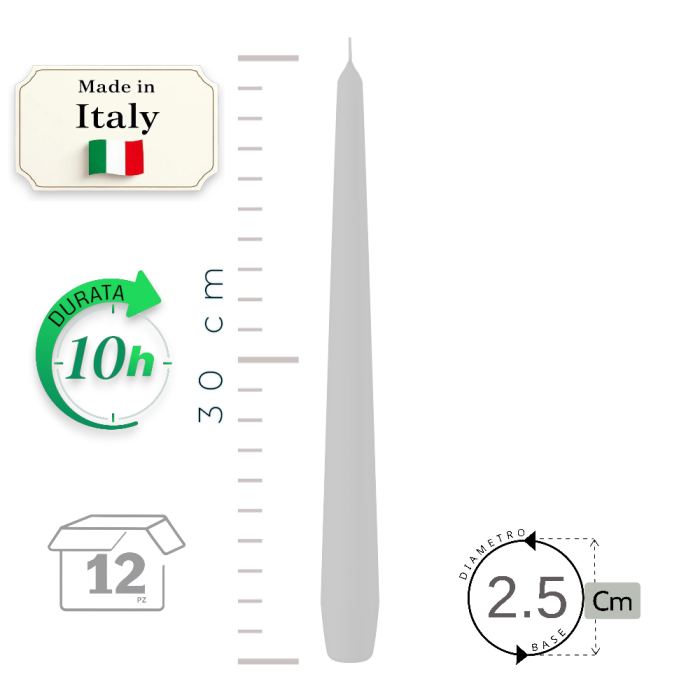 CANDELA CONICA DA 30 CM ROSA POLVERE
